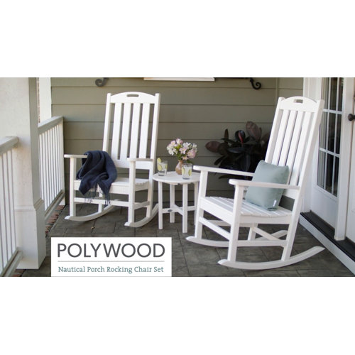 POLYWOOD® Nautical 3Piece Porch Rocking Chair Set & Reviews Wayfair